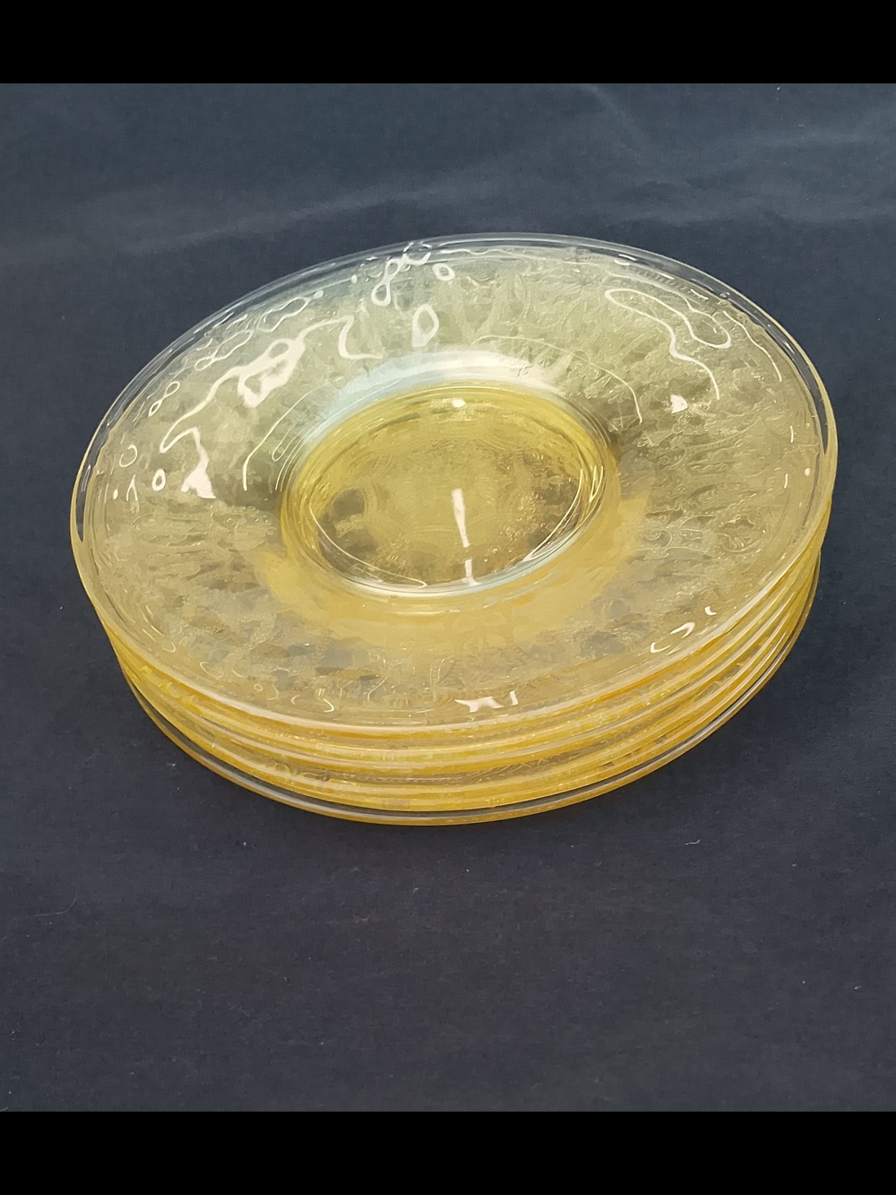 Hocking Glass Cameo Ballerina Dancing Glrl Yellow Depression Uranium Set Of 6